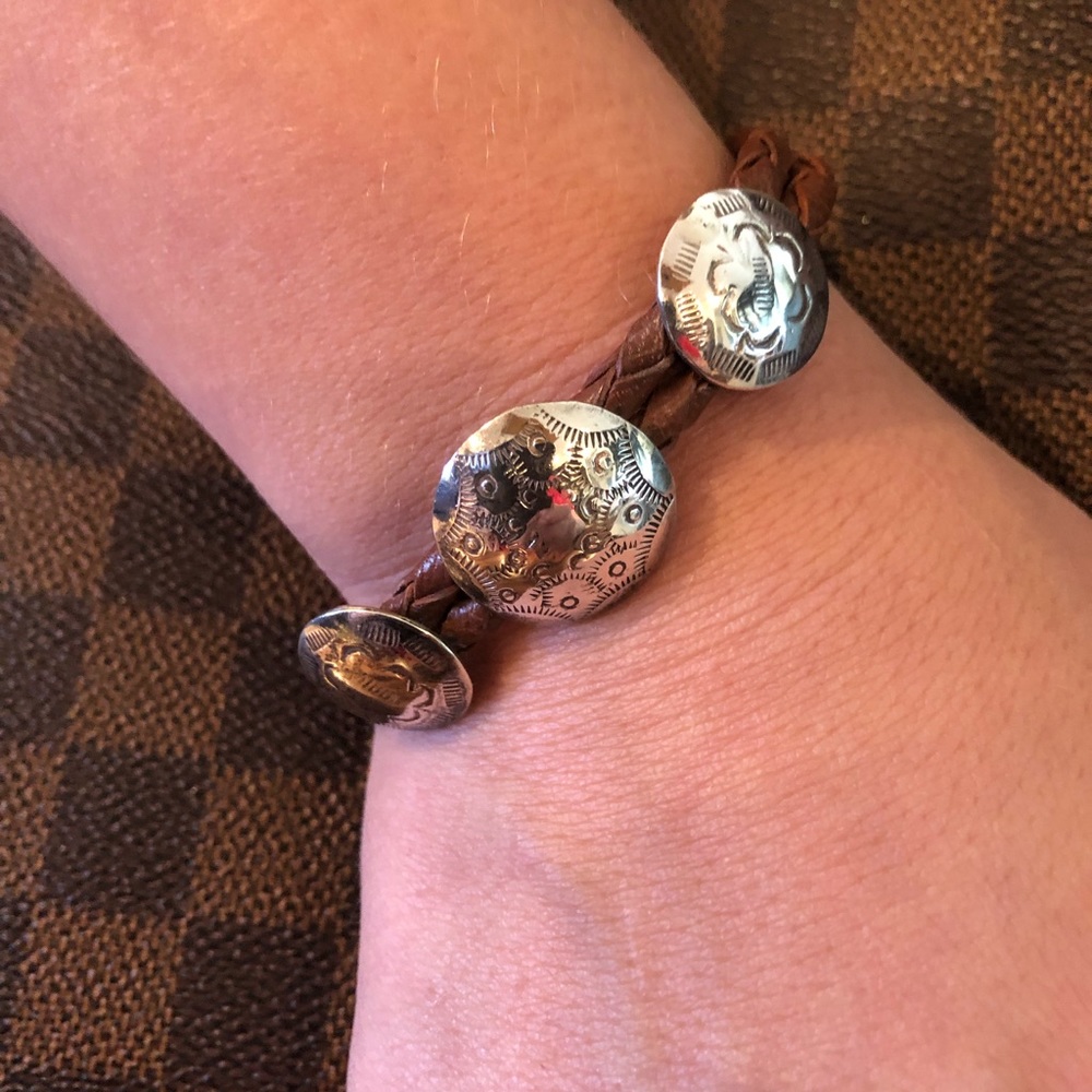 Vintage leather bracelet with SS CONCHOS